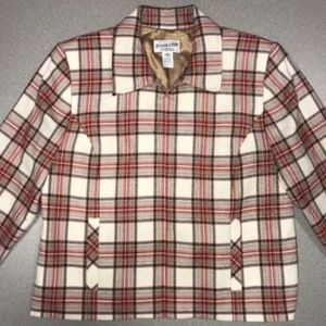Pendleton Light Jacket 100% Wool Red Brown Ivory